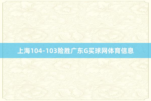 上海104-103险胜广东G买球网体育信息