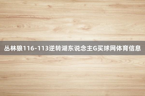 丛林狼116-113逆转湖东说念主G买球网体育信息