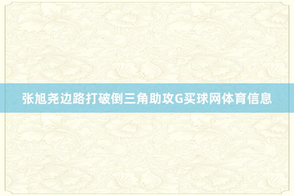 张旭尧边路打破倒三角助攻G买球网体育信息