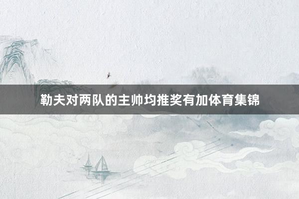 勒夫对两队的主帅均推奖有加体育集锦