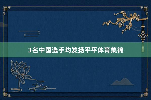 3名中国选手均发扬平平体育集锦