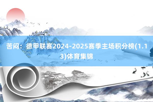 苦闷：德甲联赛2024-2025赛季主场积分榜(1.13)体育集锦