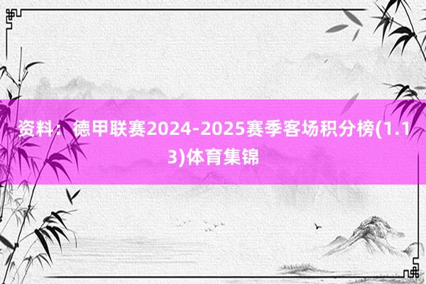 资料：德甲联赛2024-2025赛季客场积分榜(1.13)体育集锦