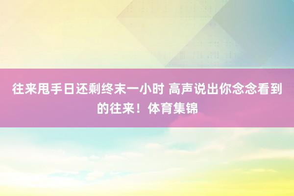 往来甩手日还剩终末一小时 高声说出你念念看到的往来！体育集锦