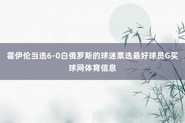 霍伊伦当选6-0白俄罗斯的球迷票选最好球员G买球网体育信息
